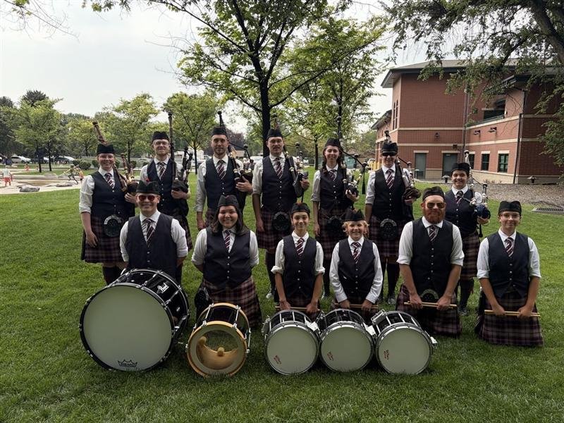 Band photo with drums in front
